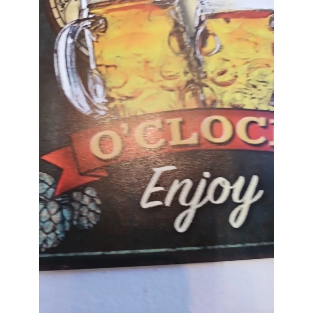 Its Beer OClock Enjoy 8x12 Rustic Metal Tin Sign Bar Pub Lounge Wall Decor